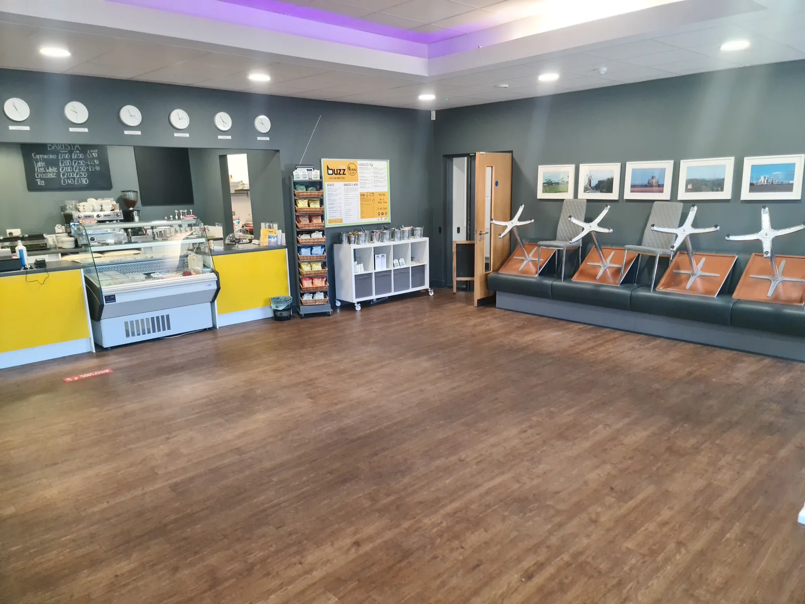 LVT floor strip, deep clean and reseal at a Lincolnshire cafe — factory finish restored