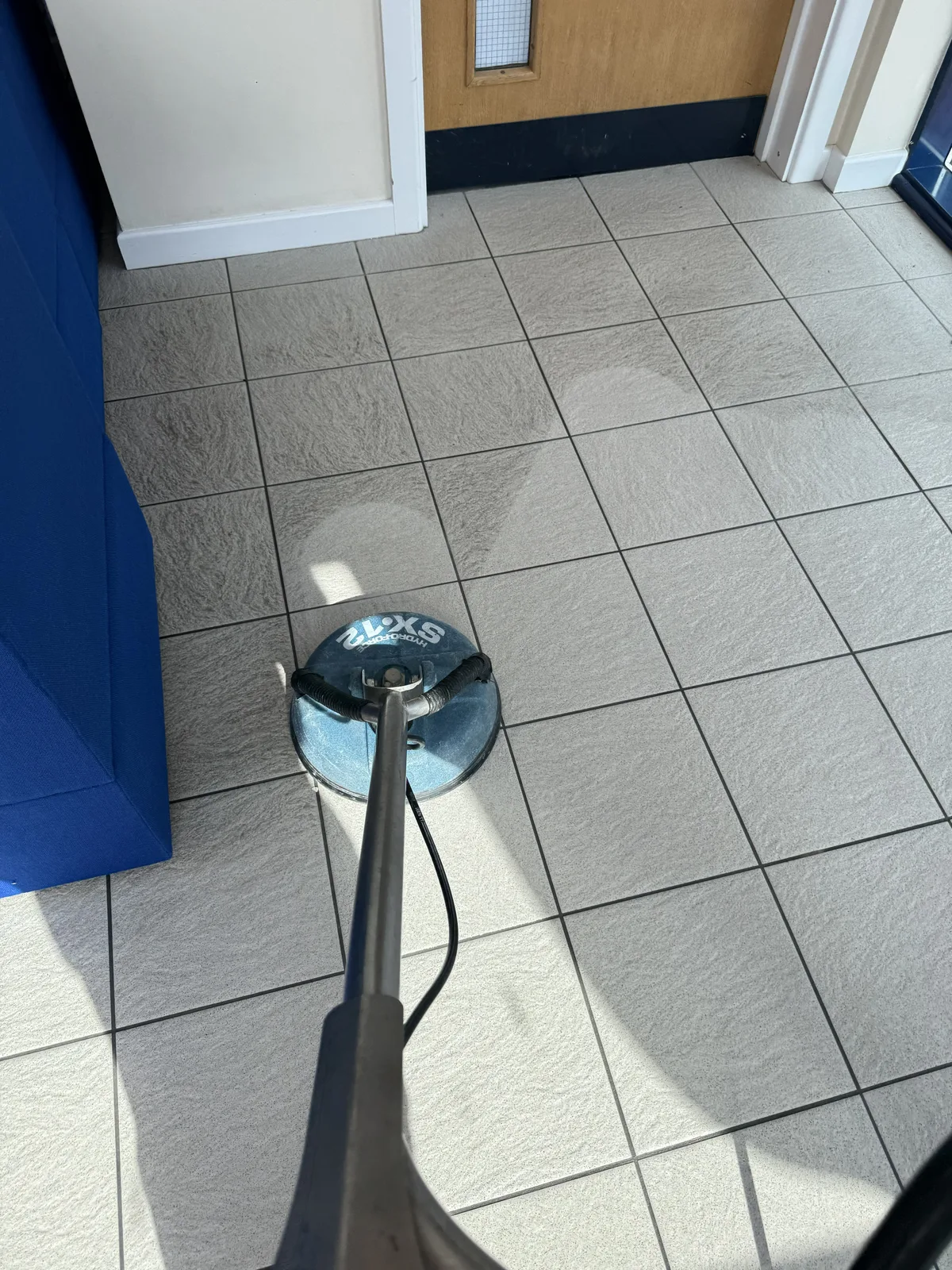 Rotary tile and grout deep cleaning in a Grimsby commercial kitchen — iClean 24/7