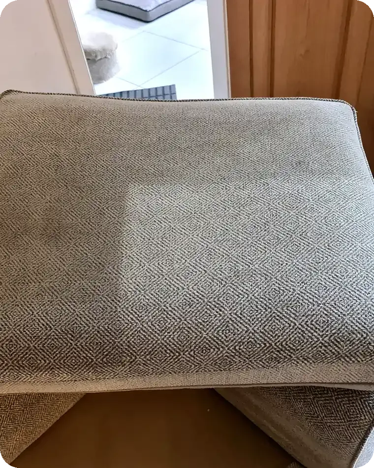 Upholstery cleaning in a static caravan — fixed seating before and after
