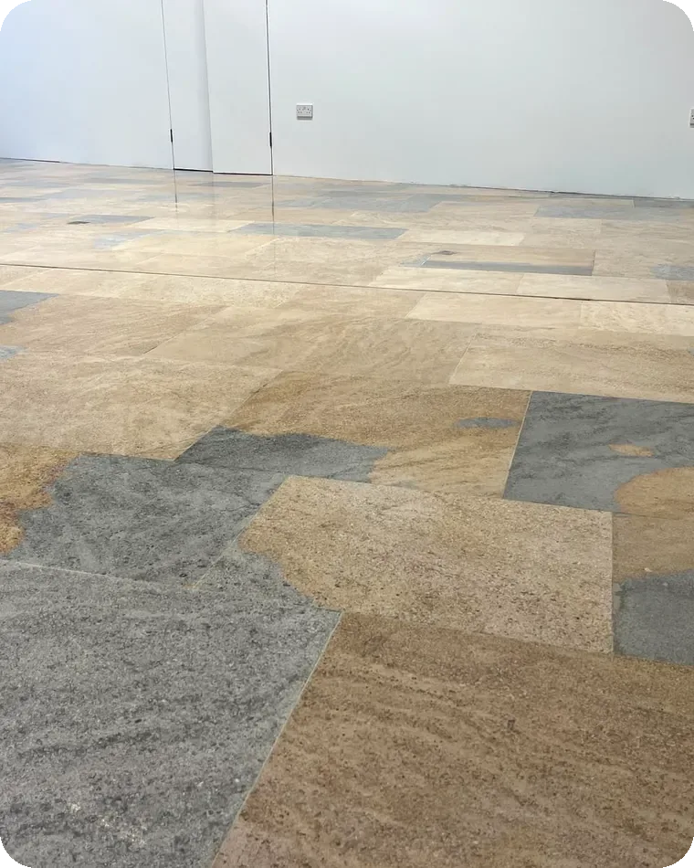 Mixed slate and stone floor restoration in Lincolnshire — cleaned, honed and sealed